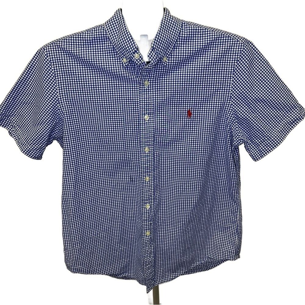 Ralph Lauren Blue Gingham Check Button-Down Shirt - Size M